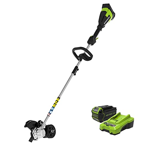 Greenworks 40V 8 in Cordless Electric Lawn Edger, 4.0 Ah Battery, Charger