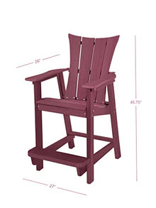 Phat Tommy Adirondack Bar Set - Outdoor Bar Set - Tall Bistro Table and Chairs, Set of 2 - Poly Furniture, High Top Seating for Decks and Balconies - HDPE Outdoor Furniture, Dark Red