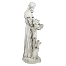 Design Toscano Nature's Nurturer Francis Assisi Religious Garden Decor Statue Bird Bath Feeder, Large, 37 inch, Cast Stone Resin, Antique Stone Finish