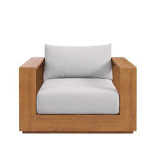 Outdoor Escape Gray 2-Piece Acacia Wood Armchair and Ottoman Set, Weatherproof Patio Furniture for Garden, Porch, Backyard