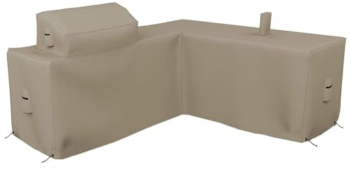 Covers & all Outdoor Kitchen Island Cover, Customize Left Right & Straight Shapes,12 Oz Waterproof UV & Weather Resistant Patio BBQ Grill Island protector with Handles Air Vents (Beige)
