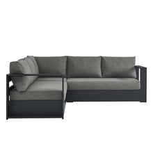 Modway Tahoe Aluminum 3-Piece Outdoor Patio Furniture Gray Charcoal, Modular Sectional Sofa Set with Weather-Resistant Cushions, Ideal for Deck, Backyard Poolside