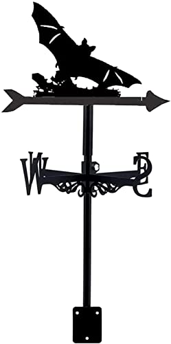 Garden Weathervane Heavy Duty Metal Weather Vane Yard Ornamental Wind Spinner Wind Mill Decoration for Backyard Weather Resistant (Bat)
