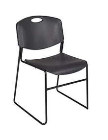 Regency Kobe 36-Inch Square Breakroom Table Grey with 4 Zeng Stack Chairs Black