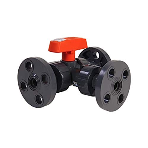 Hayward LA1600F Series LA Lateral Three-Way True Union Ball Valve, Flanged End, PVC - 6" Size