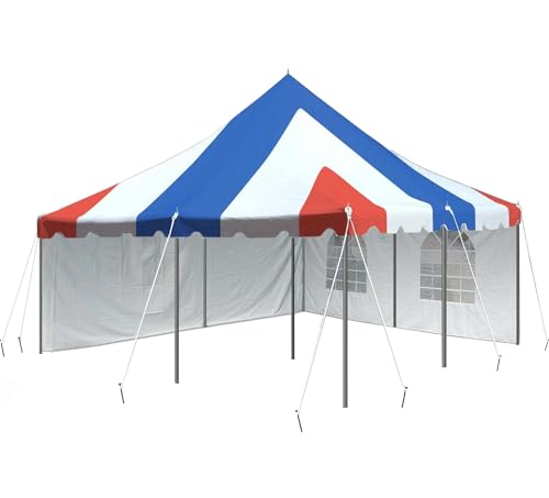TentandTable 20' x 20' Premium Canopy Tent with Sidewalls Red White Blue