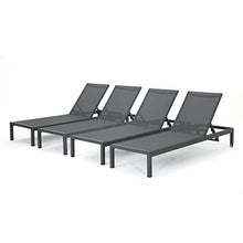 Christopher Knight Home Coral Bay Outdoor Aluminum Chaise Lounge Set, 4-Pcs, Grey/Dark Grey
