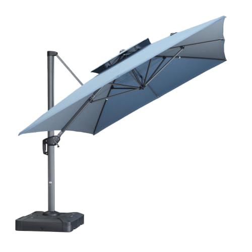 OROTLECT Patio Umbrella Hanging Double Top Square Offset Umbrella with 360°Rotation Tilting Umbrella Outdoor Patio