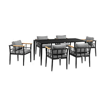 Armen Living Beowulf Modern Outdoor Patio Dining Set, 7 Piece, Black