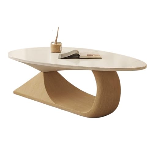DINBOZ26X Living Room Table Modern Minimalist Round Coffee Table Set Solid Wood and Stone Top, Space-Saving Design for Small Living Rooms Outdoor Side Table