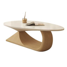 DINBOZ26X Living Room Table Modern Minimalist Round Coffee Table Set Solid Wood and Stone Top, Space-Saving Design for Small Living Rooms Outdoor Side Table