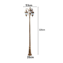 European Vintage Outdoor Ip54 Waterproof Street High Pole Pillar Light E27 3-Lights Glass Die-Cast Alandscape Path Way Decorative Post Light Garden Villa Lawn Illumin(Height 3.2m)