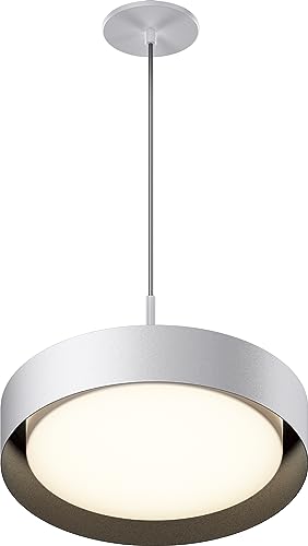 ET2 Lighting Echo 1-Light 16" Pendant | White/Black Finish | Aluminum Construction | Modern Hanging Pendant Light for Kitchen Islands and Dining Rooms | Adjustable Cord Suspension | E51013-WTBK