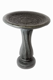 Solid Rock Stoneworks Spiral Birdbath- 29in Tall- Indigo