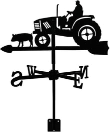 Tractor and Pig Weather Vane Stainless Steel Wind Vane Decorative Weathervane Antique Style Wind Direction Indicator Suitable for Home Barn or Pavilion Garden Decoration