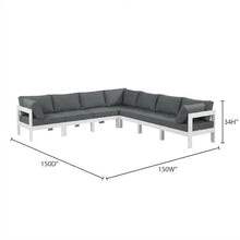 Outdoor Escape Gray Fabric Outdoor Patio Modular Sectional, Contemporary Design, Weather-Resistant Material, Ideal for Outdoor Living Spaces