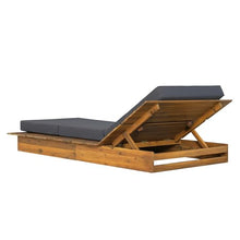 Merax Outdoor Chaise Lounge Set of 2, Acacia Wood Patio Reclining Chairs with 3-Position Adjustable Backrest, 2-Piece Sunbathing Recliner & 4" Thick Triple-fold Cushion for Poolside, Garden, Dark Gray