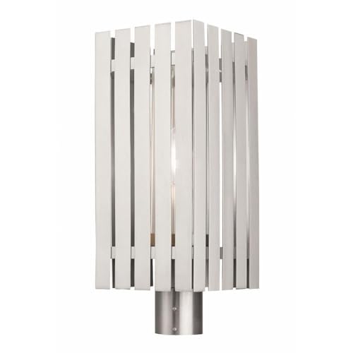 Bailey Street Home Industrial Style Outdoor Post Top Lantern Brushed Nickel 8" Wide x 19.75" High