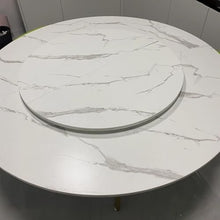 Innovz Foldable Table Top with Bifold Turntable, Wooden Round Tabletop 130~170 Cm, Temporary Replacement Dining Top No Leg, Fold-in-Quarter Bottom Banquet Desktop(Marble,1m/39in+1.5m/59in)