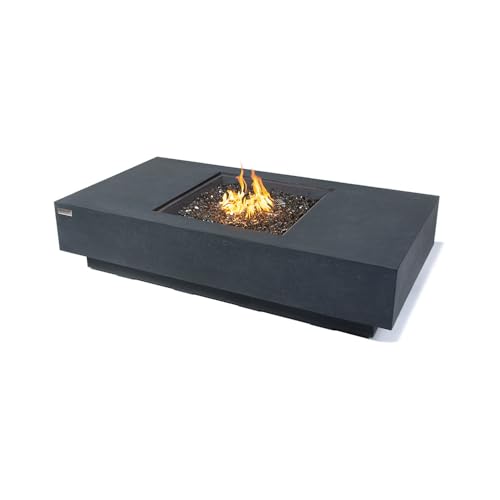 Cannes Concrete Fire Pit 60" x 31.9" Outdoor Patio Firepit Includes Fire Glass Modern Fire Pits & Outdoor Fireplaces for Garden, Deck, Indoor & Outdoor Heating