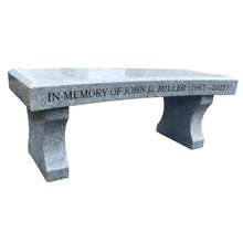 Carved Impressions Cemetery Granite Bench Curved seat - Personalized Engraving avialbale- Beveled Edge seat.