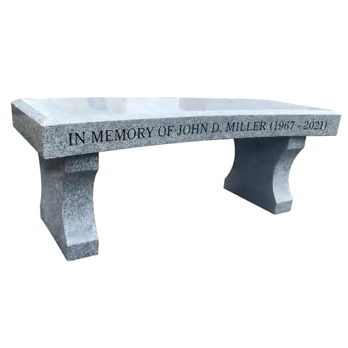 Carved Impressions Cemetery Granite Bench Curved seat - Personalized Engraving avialbale- Beveled Edge seat.