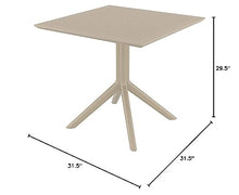 Compamia Sky 32" Square Patio Bistro Table in Dove Gray, Commercial Grade