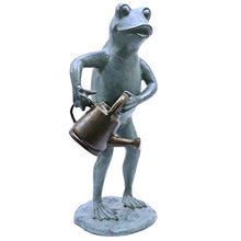 Green Vista Water Gardens Freddie the Frog with Watering Can Outdoor Garden Statue Aluminum Sculpture for Indoors, Patio, and Yard