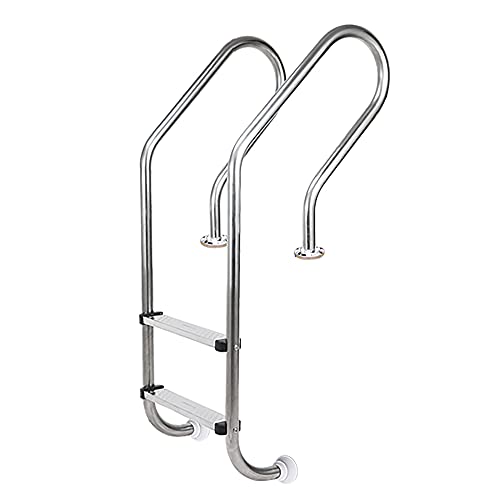Swimming Pool Ladder Stainless Steel Swimming Pool Handrail with 2 Anti-Slip Pedal Thickness 1.2mm for 70-90cm Pool/Silver / 1300x500x180mm (Silver 1300x500x180mm)