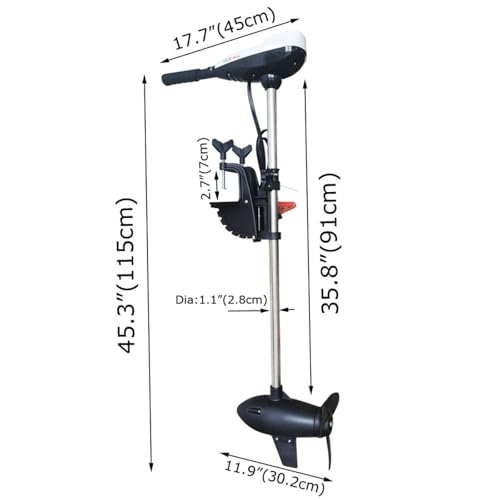 Yokoma Heavy Duty Electric Outboard Motor for Fishing Boats Black/White