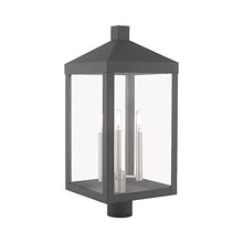 Livex Lighting 20586-80 Nyack - 24" Three Light Outdoor Post Top Lantern, Nordic Gray Finish with Clear Glass