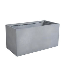 LeisureMod Flora Fiberstone and MGO Clay Planter, Mid-Century Modern Rectangular Planter Pot for Indoor and Outdoor in Grey (24" Height)