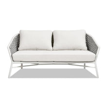 Jennifer Taylor Home Rowan 63.5" Rope Barrel Back Patio Conversation Loveseat Sofa, Optic White Acrylic