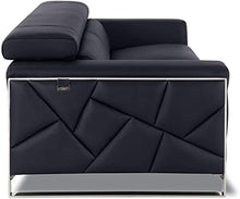 Blackjack Furniture Gianni Italian Leather Sofa with Adjustable Headrests Black