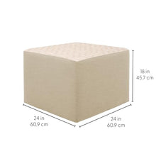 FDP 24" Square Oversized Outdoor Ottoman Featuring Sunbrella Two-Tone - Weather-Resistant, Fade-Resistant, Fully Assembled Patio Furniture for Backyard or Poolside Seating, 18" H - Flax/Sand