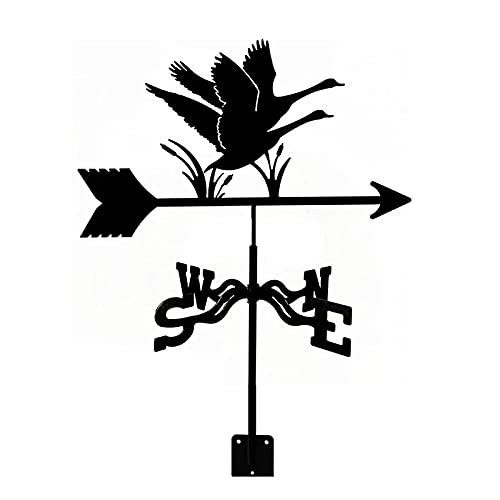 Weather Vane Stainless Steel Weathervane Cast Iron Wind Vane with Roof Mount Wind Direction Indicator Roof Garden Metal Measuring Tool Decorations (Banner) (Swan)