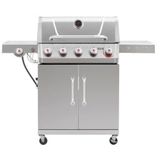Feasto 5 Burner Propane Gas Grill with Side Burner and Sear Burner, Silver