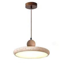 MVNOIRE Natural Stone Round 11.8in Pendant Light Nordic Cream Style Dining Room Hanging LED Source Three Color Dimmable Lamp for Living Bedroom Study