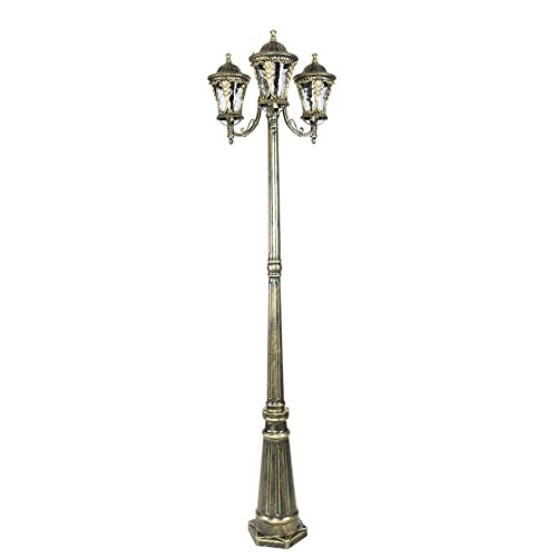 PeiyuLight Retro Outdoor 3-Light Floor Lamp - Vintage Aluminum & Glass Column Light for Garden, Patio, and Balcony - E27 Compatible, Waterproof, Decorative Lighting(200cm)