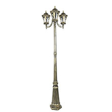 PeiyuLight Retro Outdoor 3-Light Floor Lamp - Vintage Aluminum & Glass Column Light for Garden, Patio, and Balcony - E27 Compatible, Waterproof, Decorative Lighting(300cm)