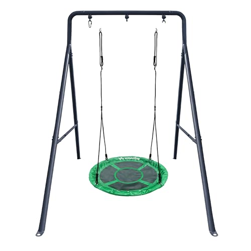 gobaplay Single Swing Set with Round Platform Tree Swing