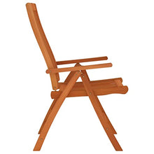 HKLGBVCR Folding Patio Chairs 8 Pcs Solid Eucalyptus Wood Garden Armchairs with 5 Position Reclining Backrests, Foldable Outdoor Seating for Terrace