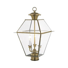 Livex Lighting 2384-01 Westover 3-Light Outdoor Post Lantern, Antique Brass