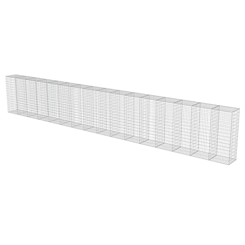 vidaXL Gabion Wall with Covers Galvanized Steel 354"x19.7"x59" Silver