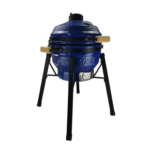 Ceramic Charcoal BBQ Grill and Smoker, Stainless Steel Grates -21" Ceramic with Tall Stand(E)