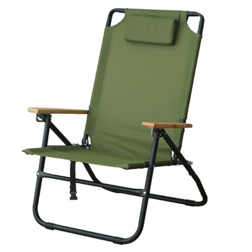 POLGDW Patio Folding Chairs, Stackable Outdoor Sling Patio Dining Chairs with Armrests, Camping Beach Chair for Lawn, Camping, Dining, Beach, Metal Frame, No Assembly (Color : /Green)