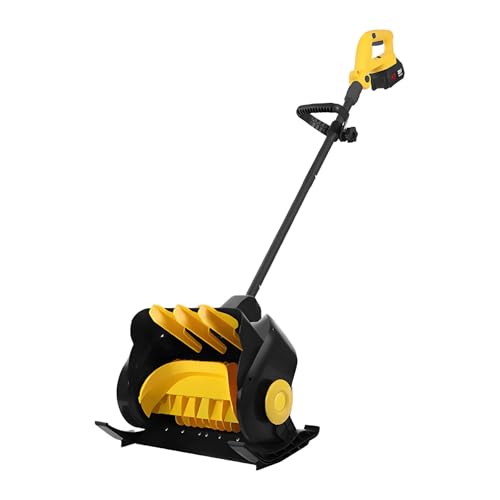 Electric Snow Shovel with Double Handle, Brushless Snow Blower, Battery Powered Snow Thrower, Adjustable Throwing Angle, Ideal for Driveway and Snow Removal(One Batteries)