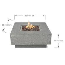 Elementi Manhattan Propane Fire Pit Table Cast Concrete 36 x 36-in