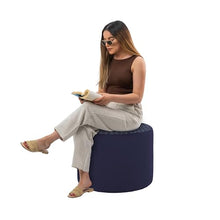 FDP 24" Round Oversized Outdoor Ottoman Featuring Sunbrella Two-Tone - Weather-Resistant, Fade-Resistant, Fully Assembled Patio Furniture for Backyard or Poolside Seating, 18" H - Indigo/Navy