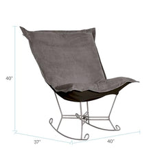 Howard Elliott Collection Scroll Puff Rocker Seating Chair with Cover, Multipurpose Butterfly Seating Chair with Titanium Frame, Patio Furniture for Camping, Home and Outdoor, Bella Pewter